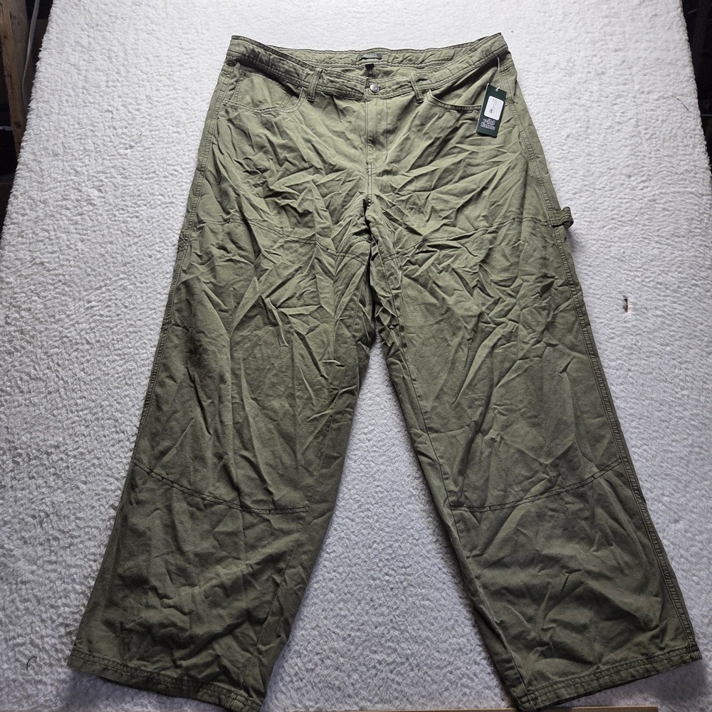 Wild Fable Pants Juniors 17 Green Twill Cargo Wide Leg Zip Fly Pockets Casual